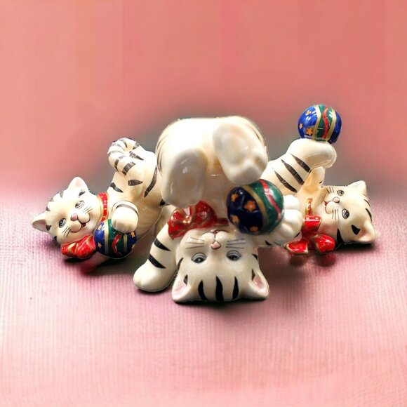 Other - Trio Of Playful Kittens Playing with Circus Balls Porcelain Figurines